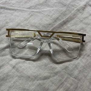 Gold and Clear Geometric Glasses